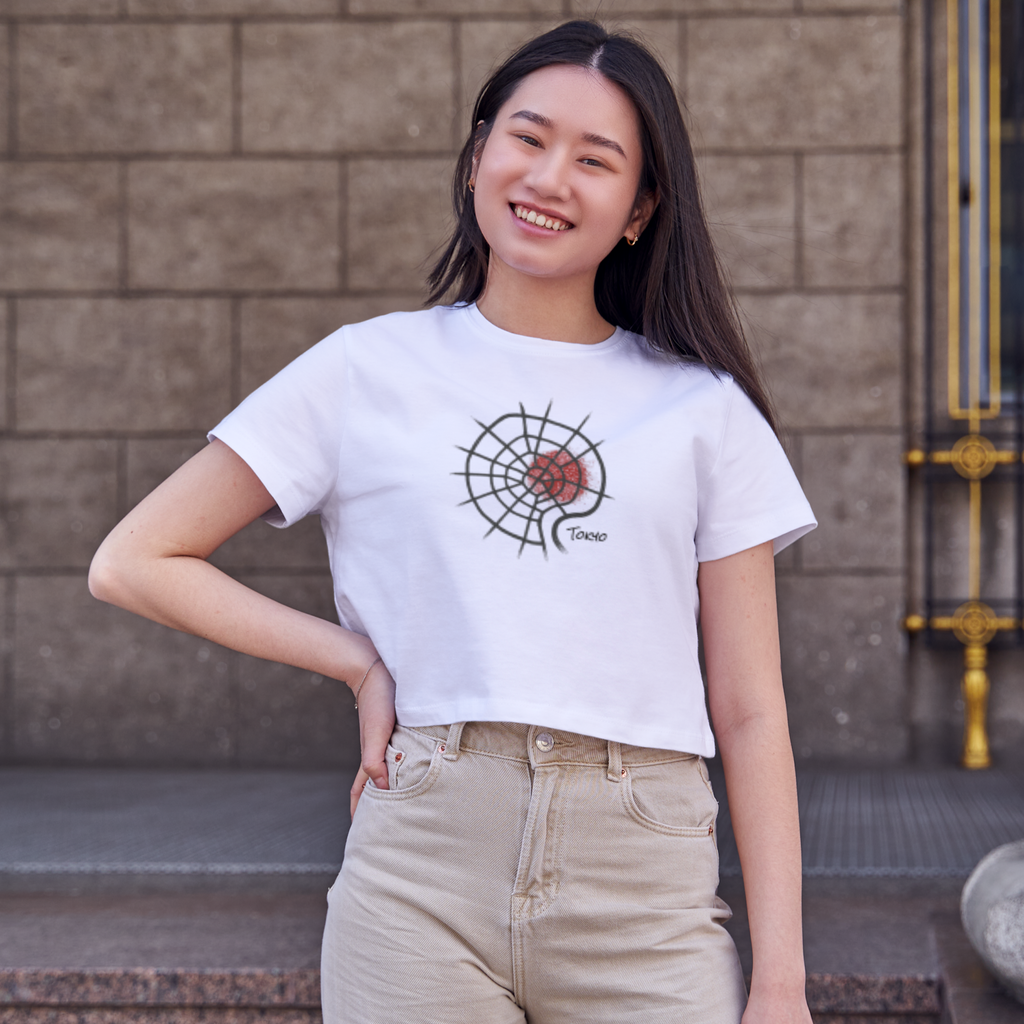 Stylisches Damen-Crop-Top mit Tokyo Stadtkarte – Japan Streetwear Look