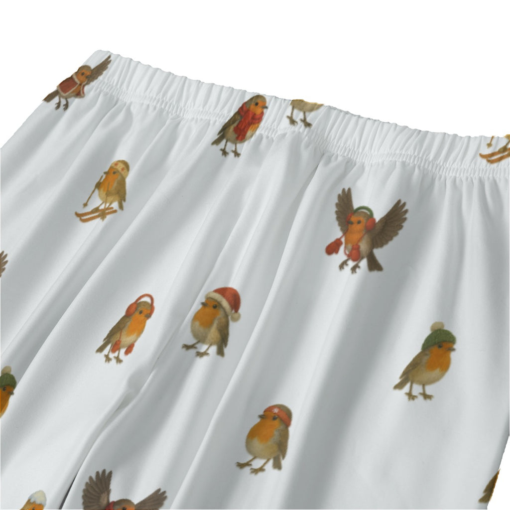 Damen Pyjama „Where Winter Dreams of Robins’ Wings“ – Langarm Schlafanzug mit Rotkehlchen