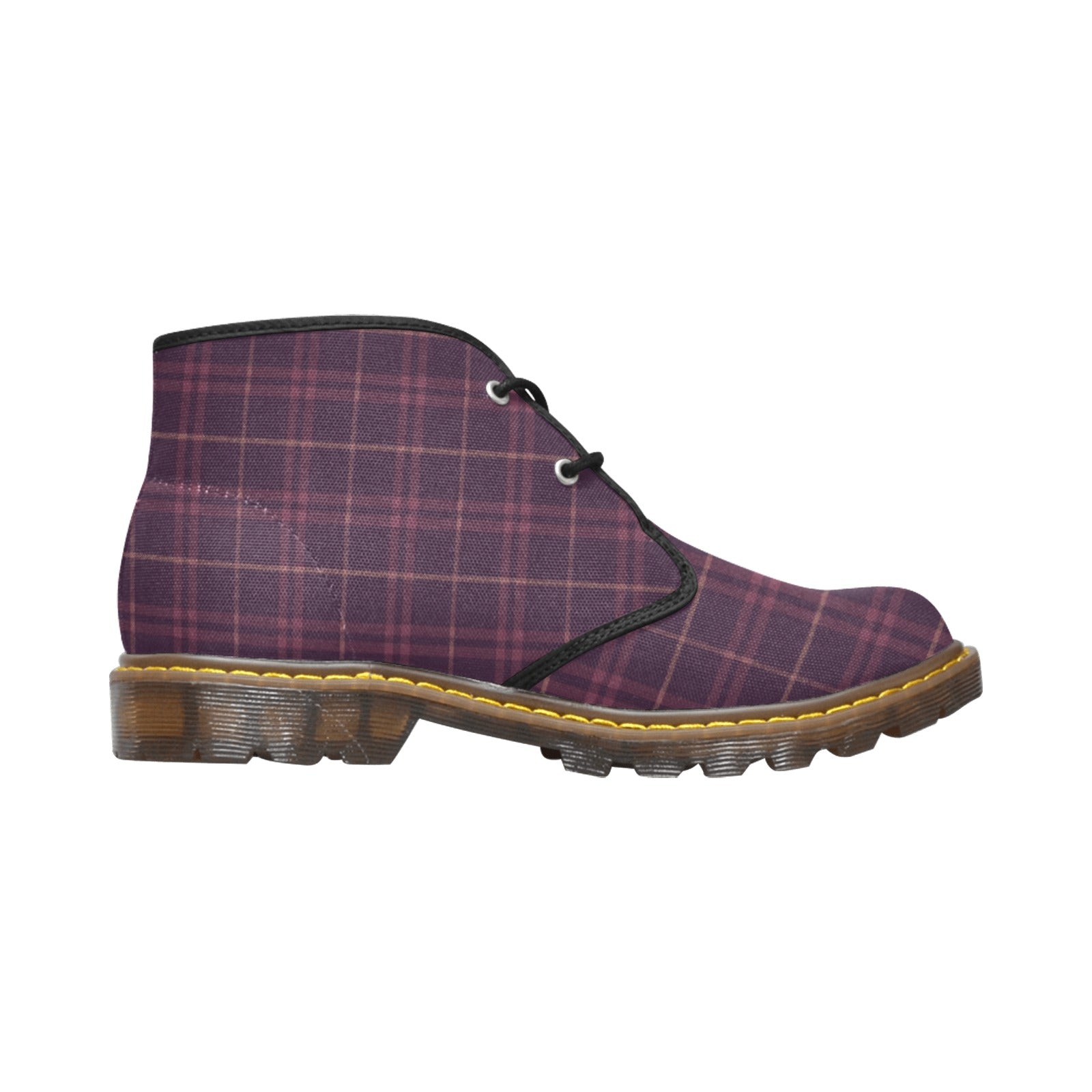 Damen Chukka Boots mit Karo in Pflaume & Mauve | Warme Herbstfarben | Stylische Canvas Boots | Karomuster Schuhe für Frauen