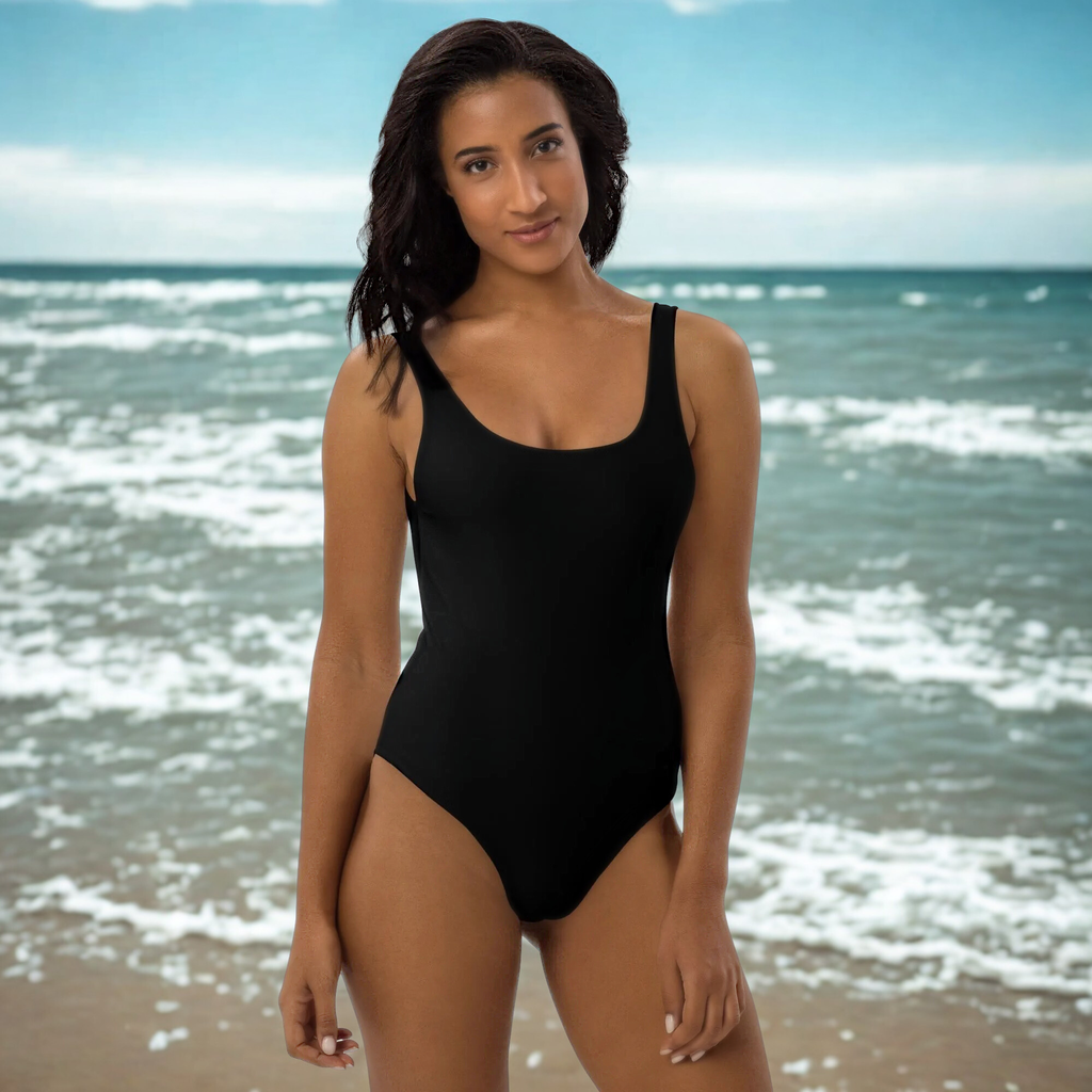 Einfarbiger Badeanzug in Deep Black | Eleganter One-Piece | Premium Swimwear