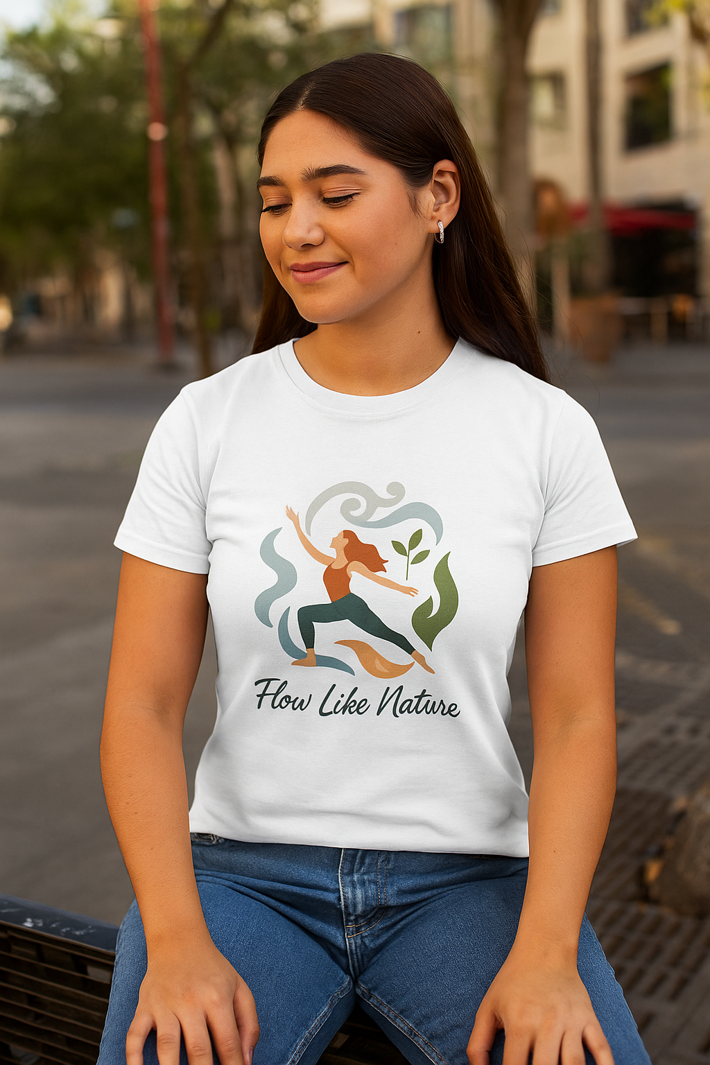 Flow Like Nature – Yoga T-Shirt mit Naturmotiv