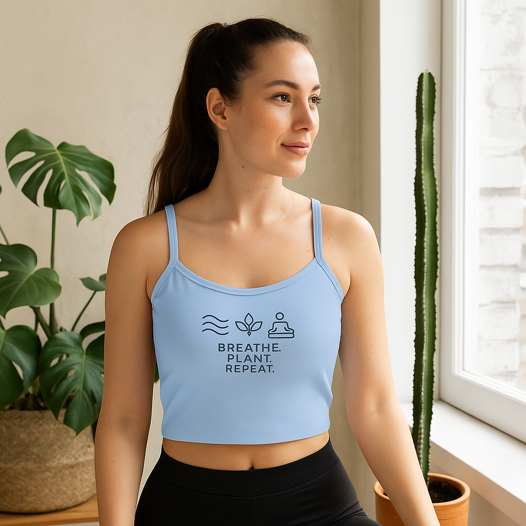 BREATHE. PLANT. REPEAT. – Nachhaltiges Statement Tanktop mit feiner Rippstruktur