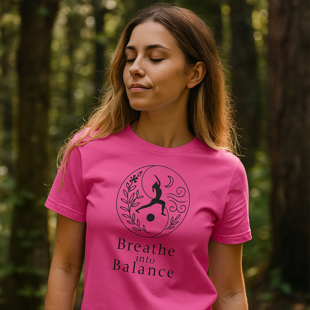 Breathe into Balance – Yoga T-Shirt mit Yin-Yang & Naturdesign
