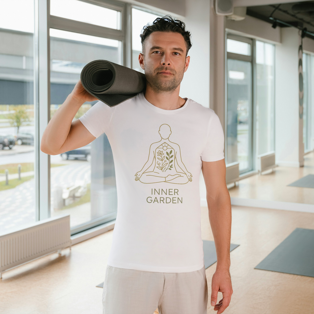 INNER GARDEN – Spirituelles T-Shirt mit botanischem Line-Art Design