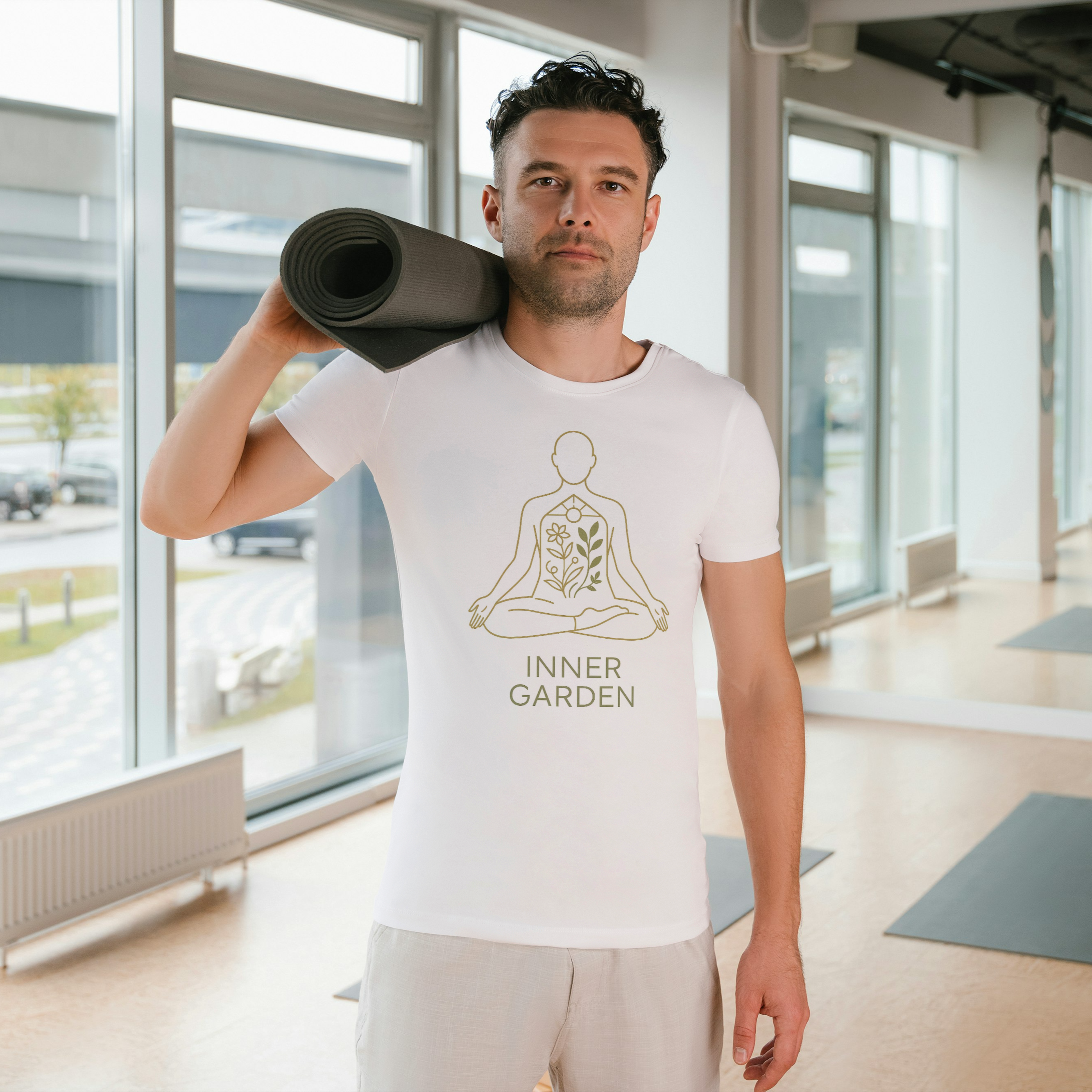 INNER GARDEN – Spirituelles T-Shirt mit botanischem Line-Art Design
