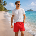 Premium Herren Badeshorts Rot Feuerrot – Schnell trocknende Badehose Signalrot Scarlet | Ember Red