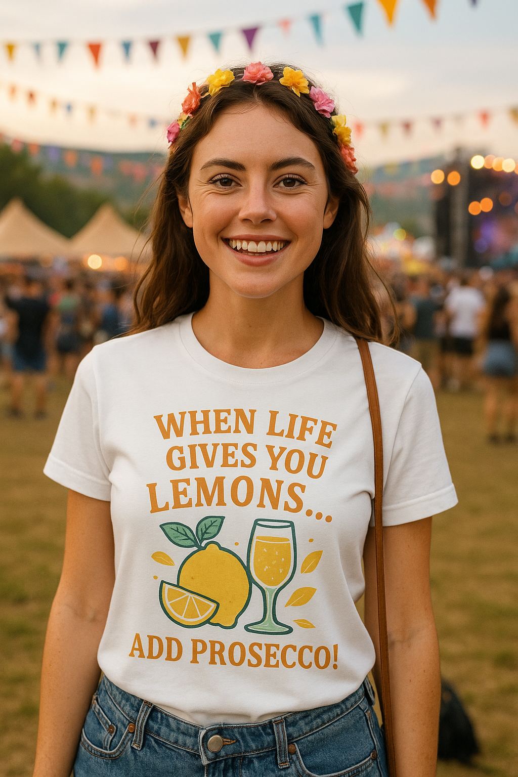 Verspieltes Prosecco-T-Shirt, Lustiges Damen-Shirt, Geschenk für Weinliebhaber, Sommer-Vibes-Shirt, Shirt mit Zitronenmotiv