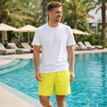 Premium Herren Badeshorts Neongelb Lime Grün – Schnell trocknende Badehose Limettengrün Gelbgrün | Wasabi