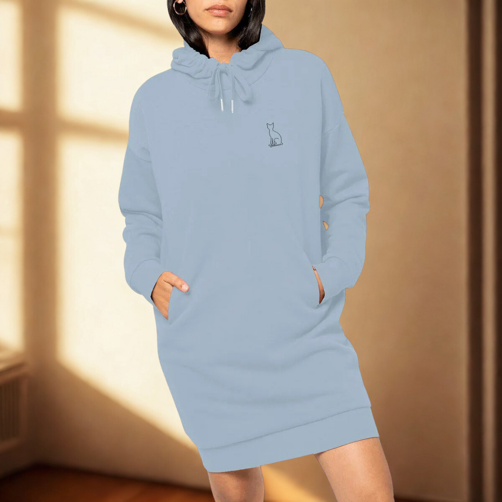 Hoodie Kleid „Cat Silhouette“ – Sweatshirtkleid mit Katzenmotiv