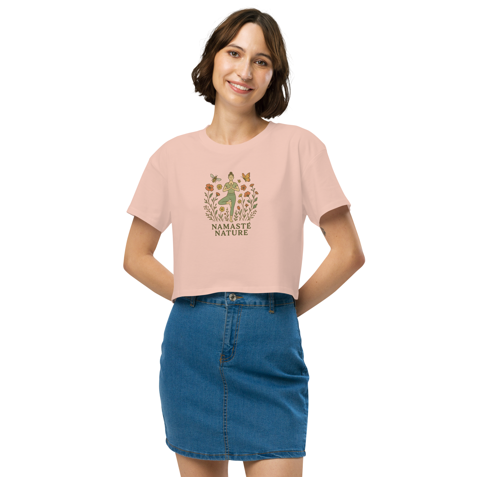 Namasté Nature – Yoga Crop-Top mit Natur-Design