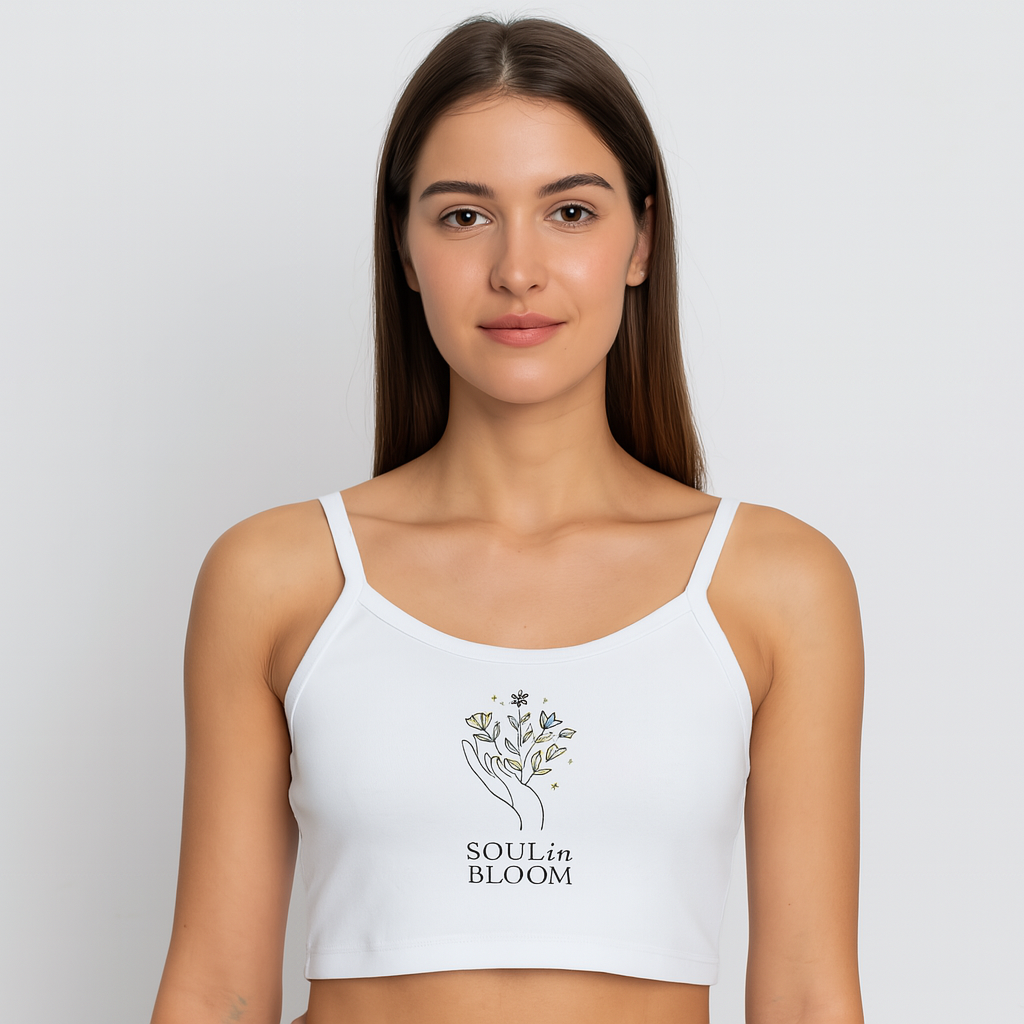 Soul in Bloom – Spirituelles Blumen Tanktop mit feiner Rippstruktur