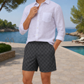 Premium Herren Badeshorts Grau Kariert – Charcoal Checkered Badehose