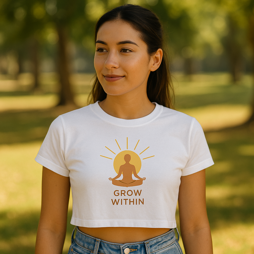 Achtsamkeits Damen-Crop-Top – Grow Within Motiv für innere Stärke