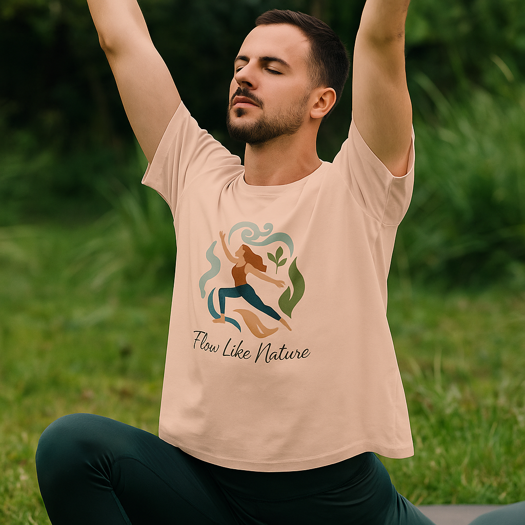 Flow Like Nature – Yoga T-Shirt mit Naturmotiv