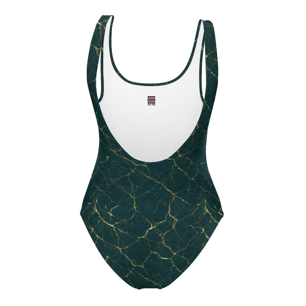 Eleganter Badeanzug mit Marmor-Glitzer-Design – Stilvoller Einteiler für Strand & Pool
