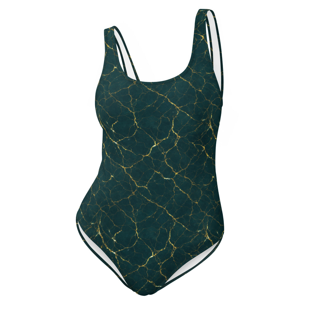 Eleganter Badeanzug mit Marmor-Glitzer-Design – Stilvoller Einteiler für Strand & Pool