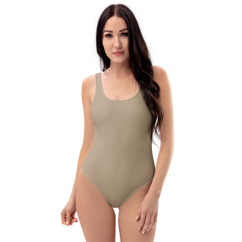 Einfarbiger Badeanzug in Warm Taupe | Eleganter One-Piece | Premium Swimwear
