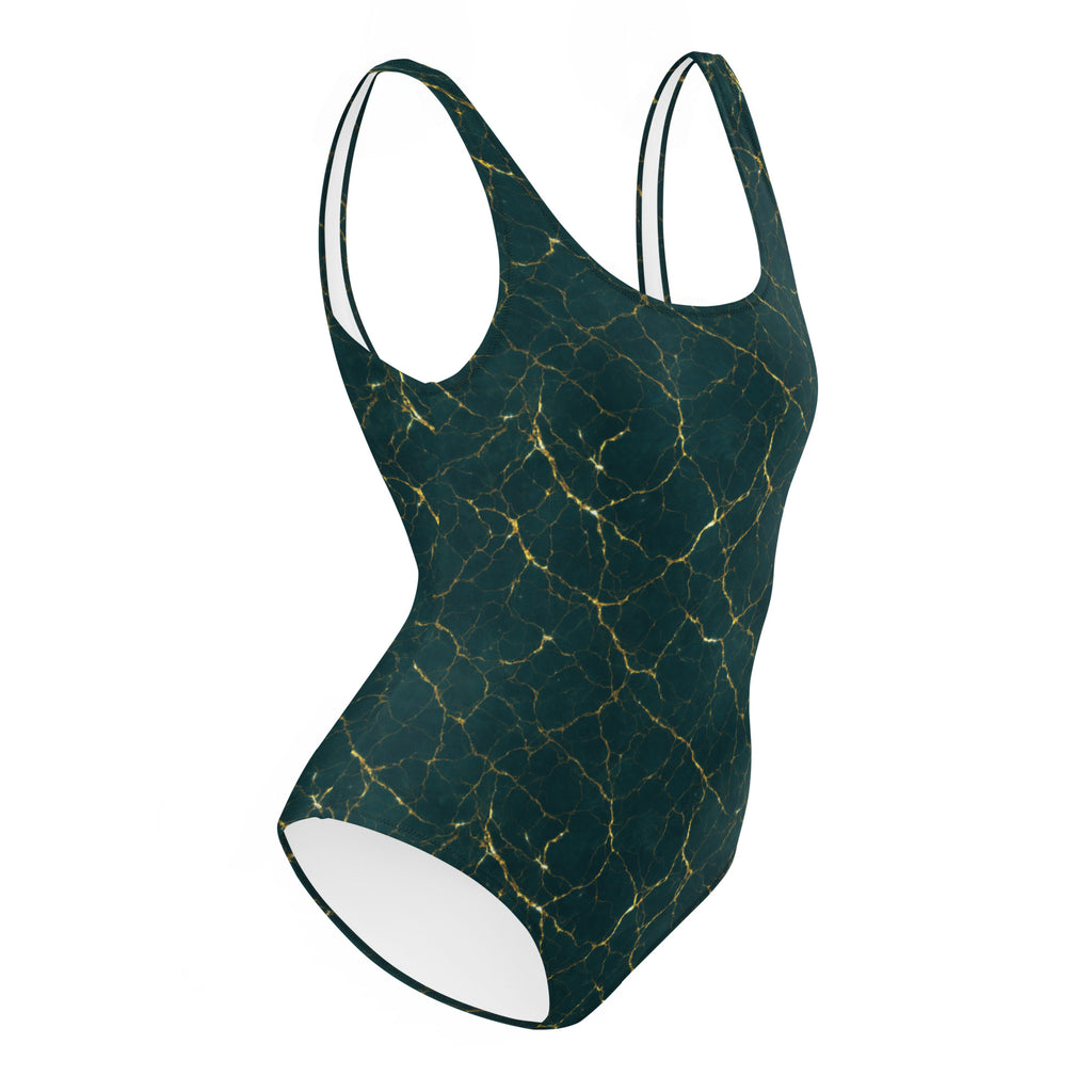 Eleganter Badeanzug mit Marmor-Glitzer-Design – Stilvoller Einteiler für Strand & Pool