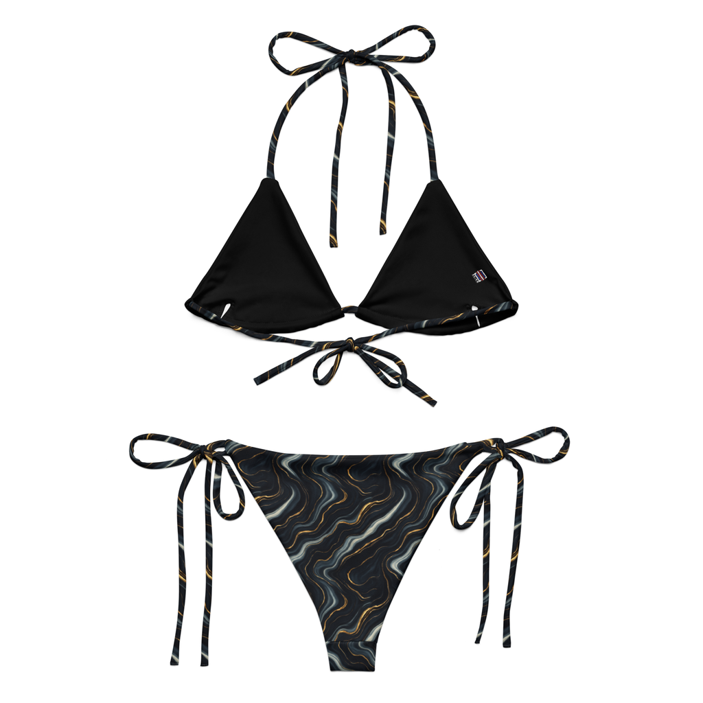 Luxuriöser Bikini im Marmor-Gold-Design