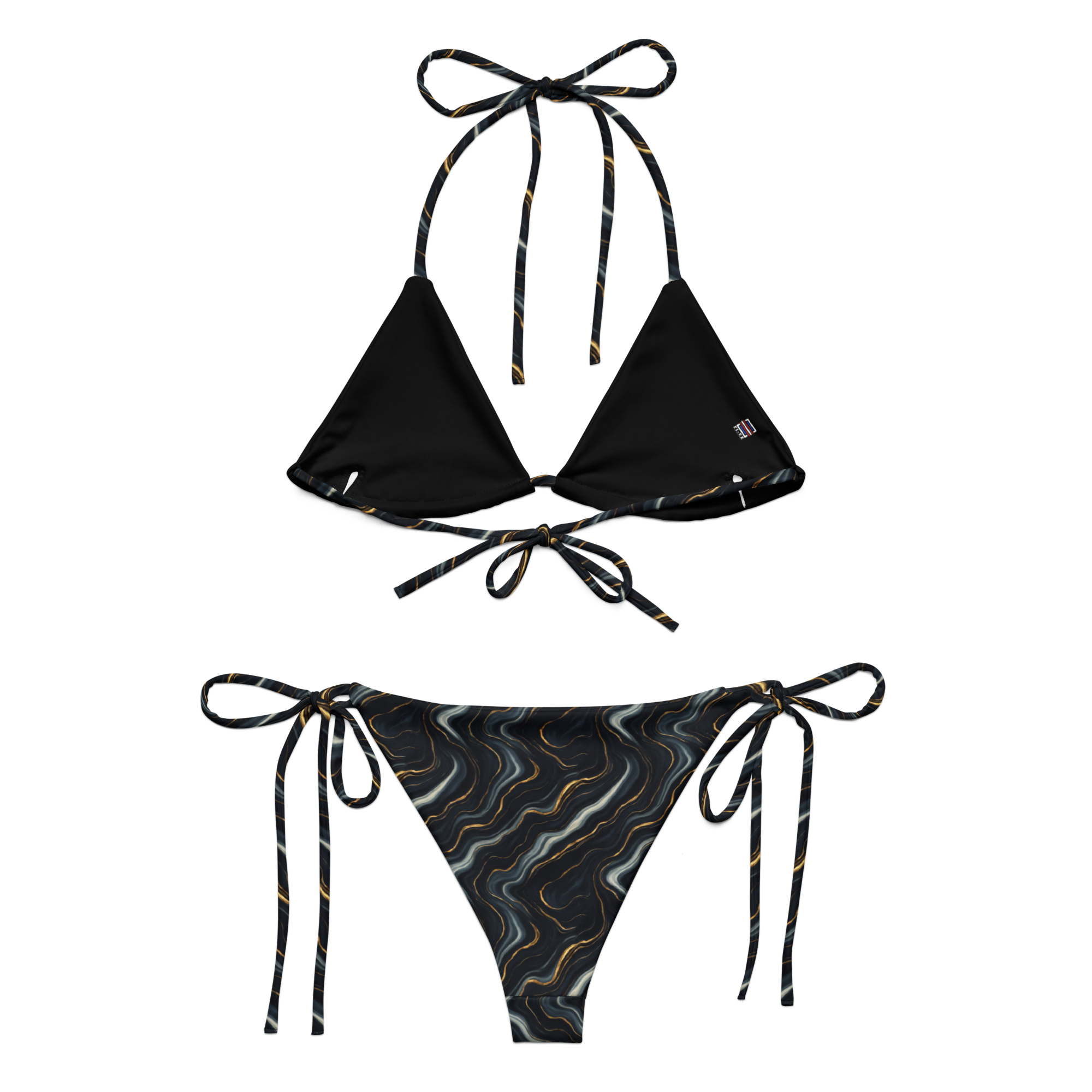 Luxuriöser Bikini im Marmor-Gold-Design