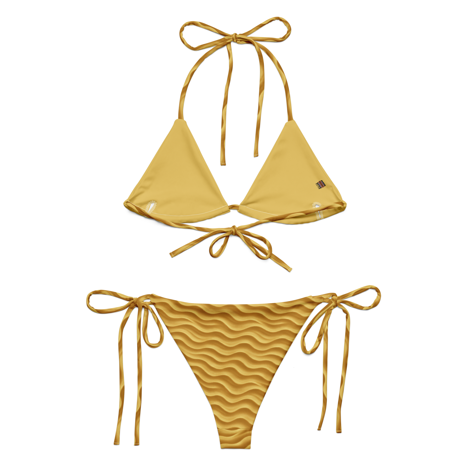 Goldener Bikini mit Wellenmuster – Für einen strahlenden Sommerlook