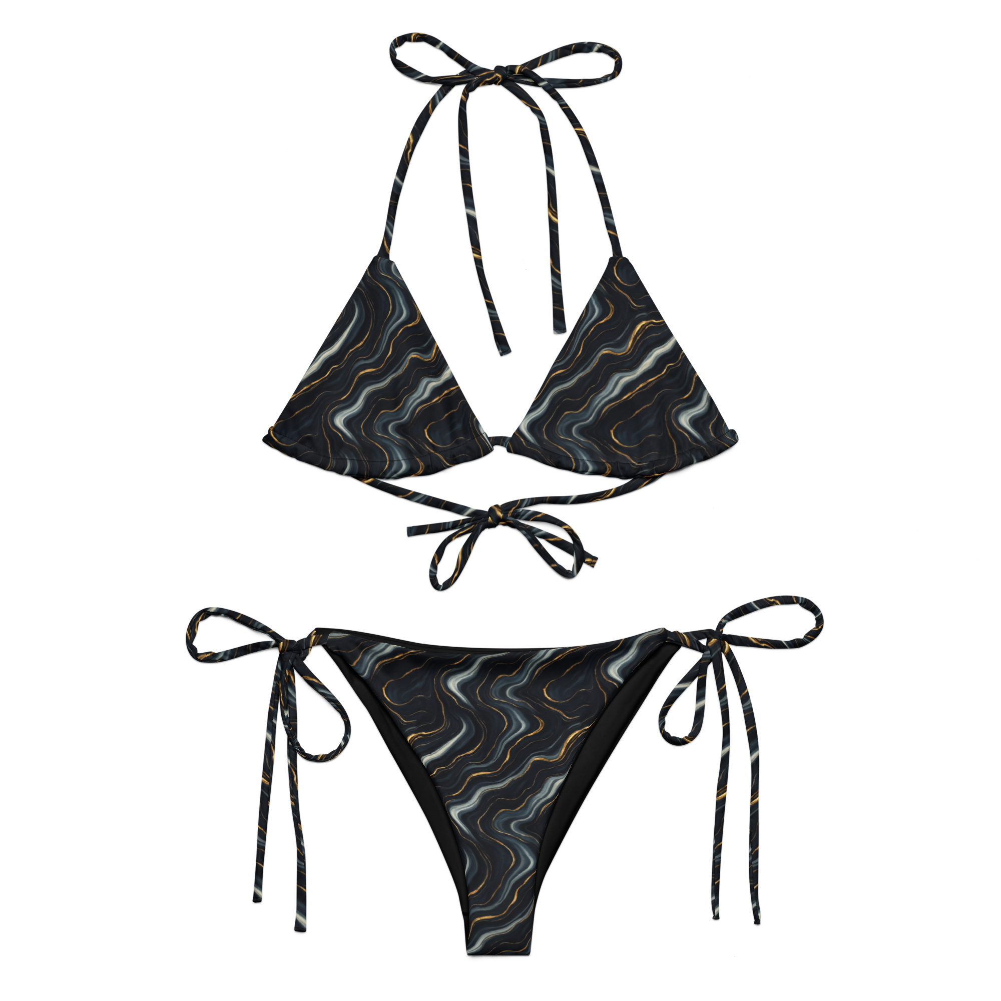 Luxuriöser Bikini im Marmor-Gold-Design