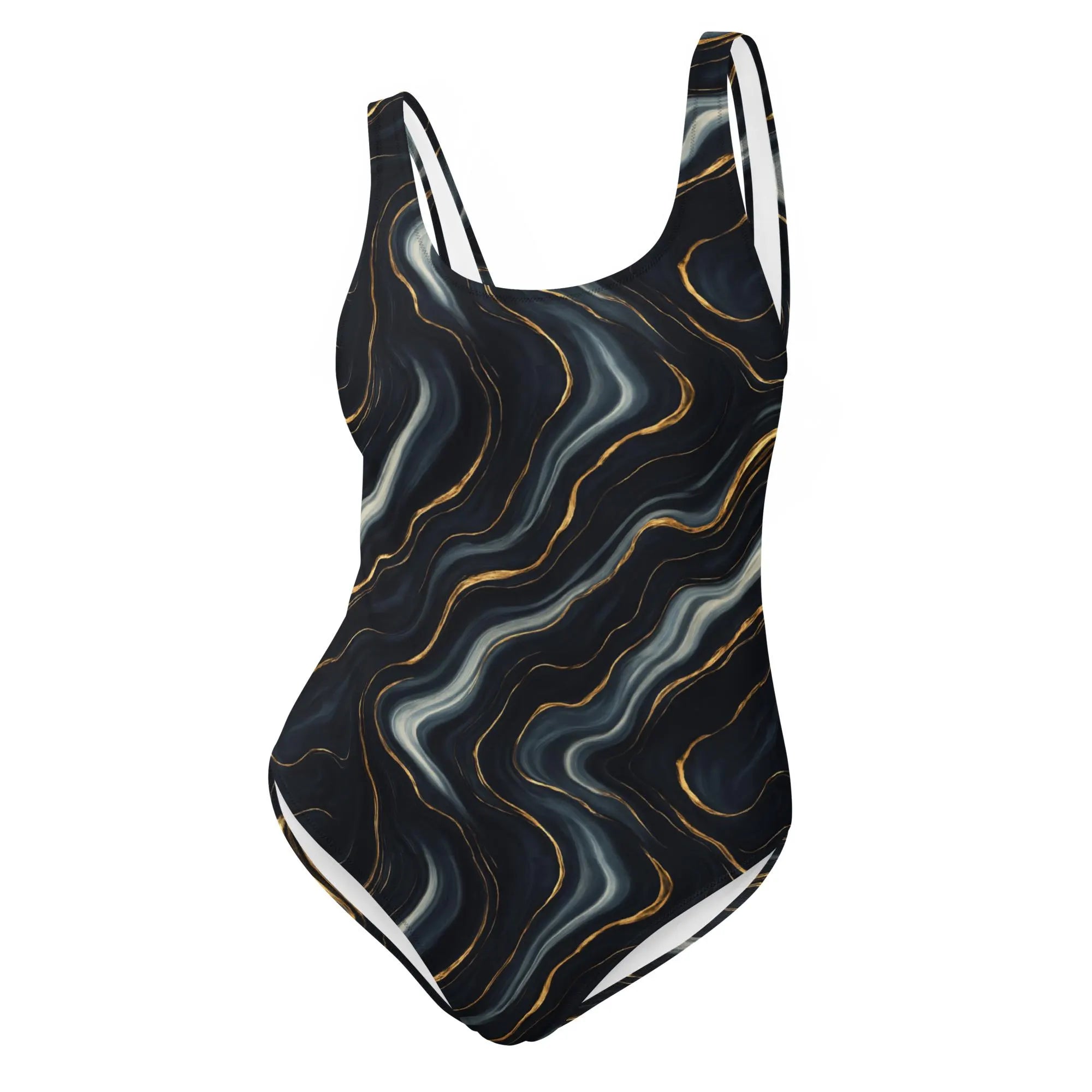 Luxuriöser Badeanzug mit Marmor- und Gold-Design