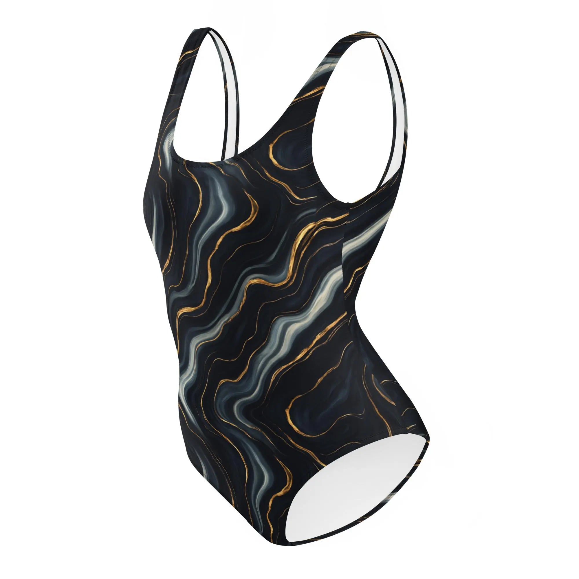 Luxuriöser Badeanzug mit Marmor- und Gold-Design