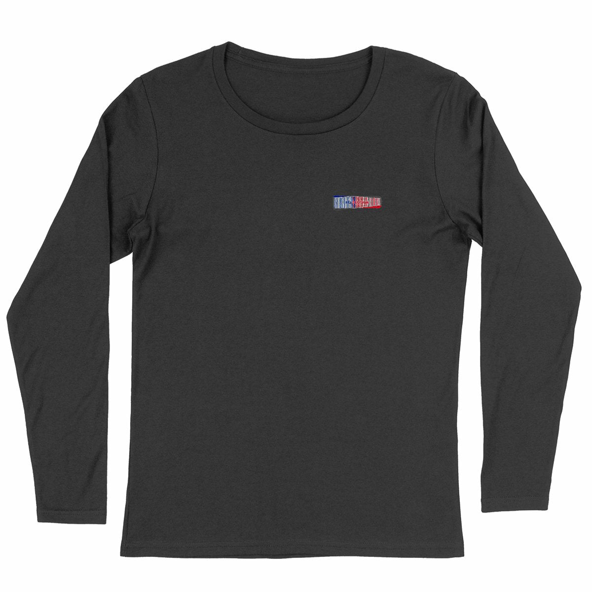 Leichtes Langarm-T-Shirt für Damen mit Barcode-Design - vorderseite_schwarz